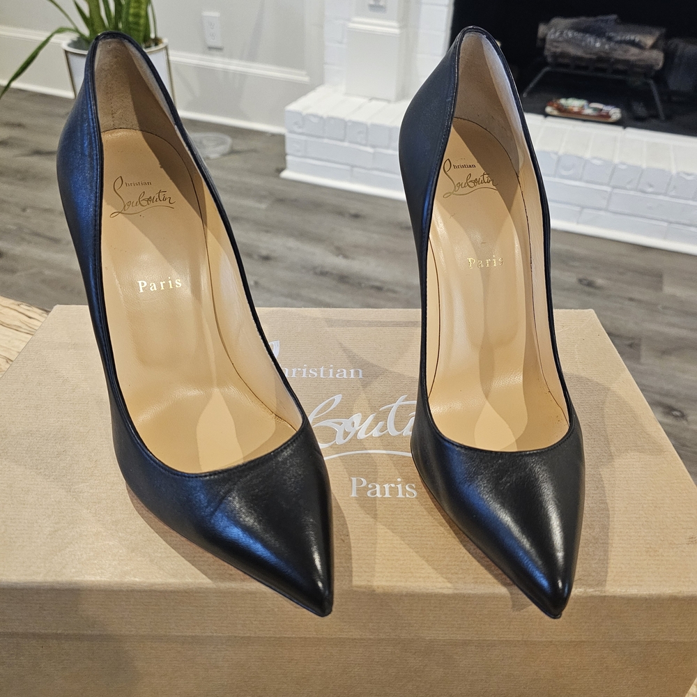 ⭐️CHRISTIAN LOUBOUTIN⭐️Pigalle Follies 100 Black Leather Heels Sz 41.5